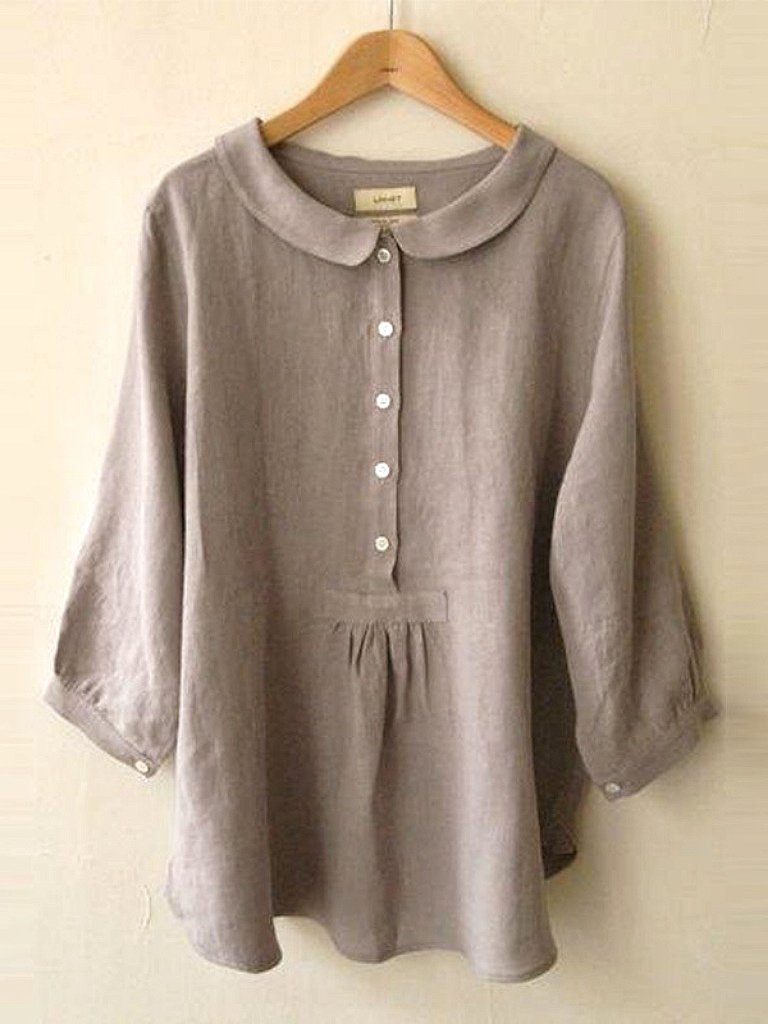 Cotton Linen Seven Sleeve Shirt