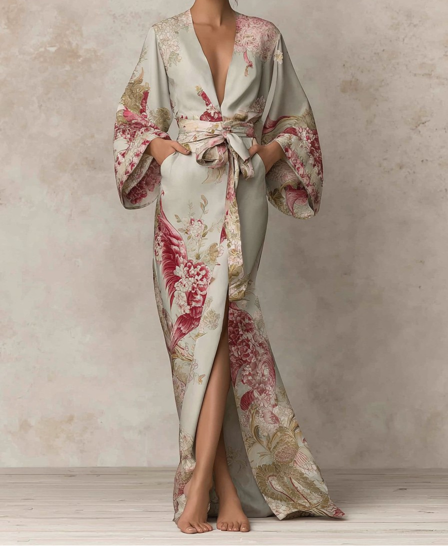 Elegant Vintage Printed Robe