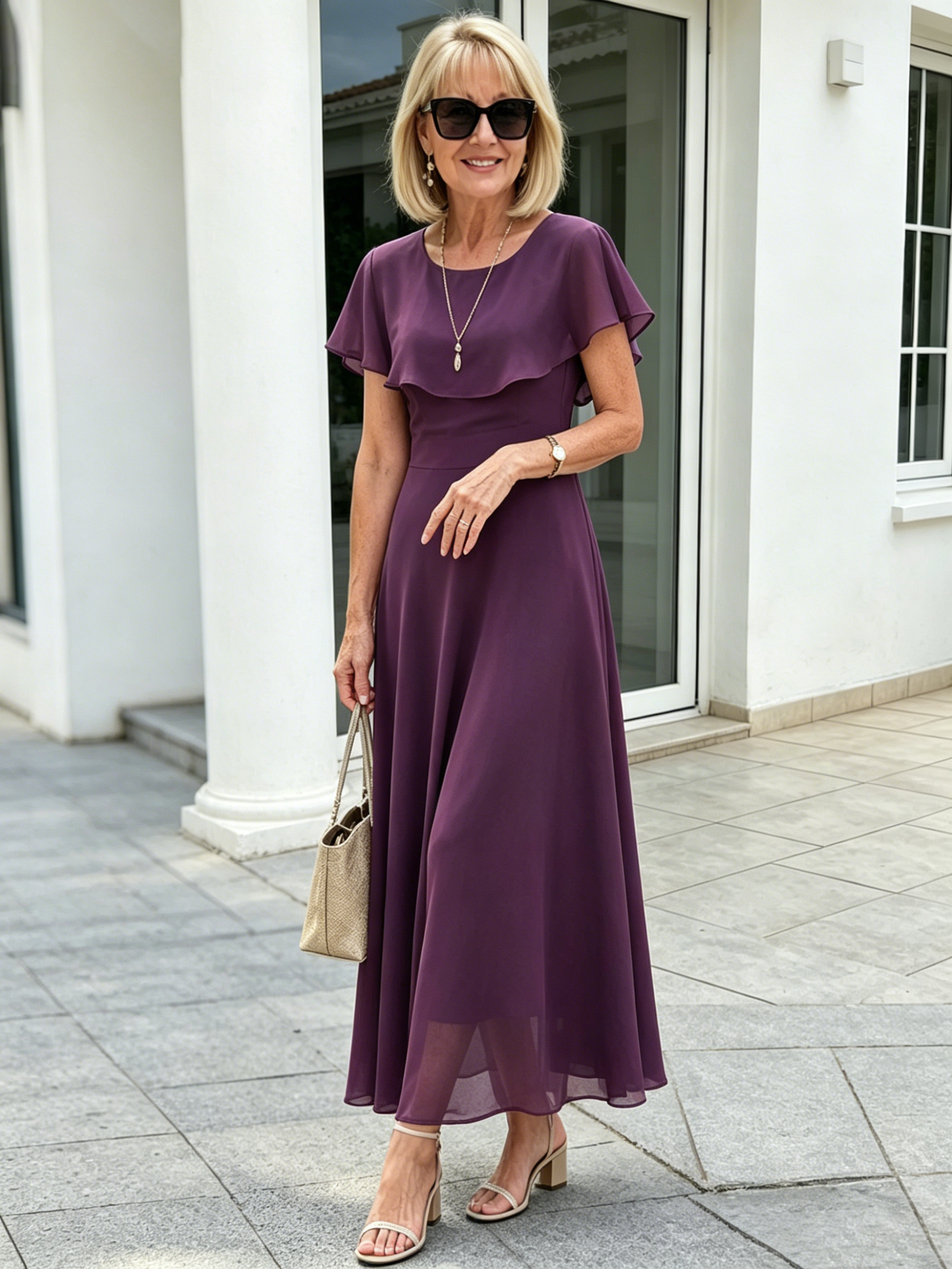 Plum Chiffon Maxi Dress