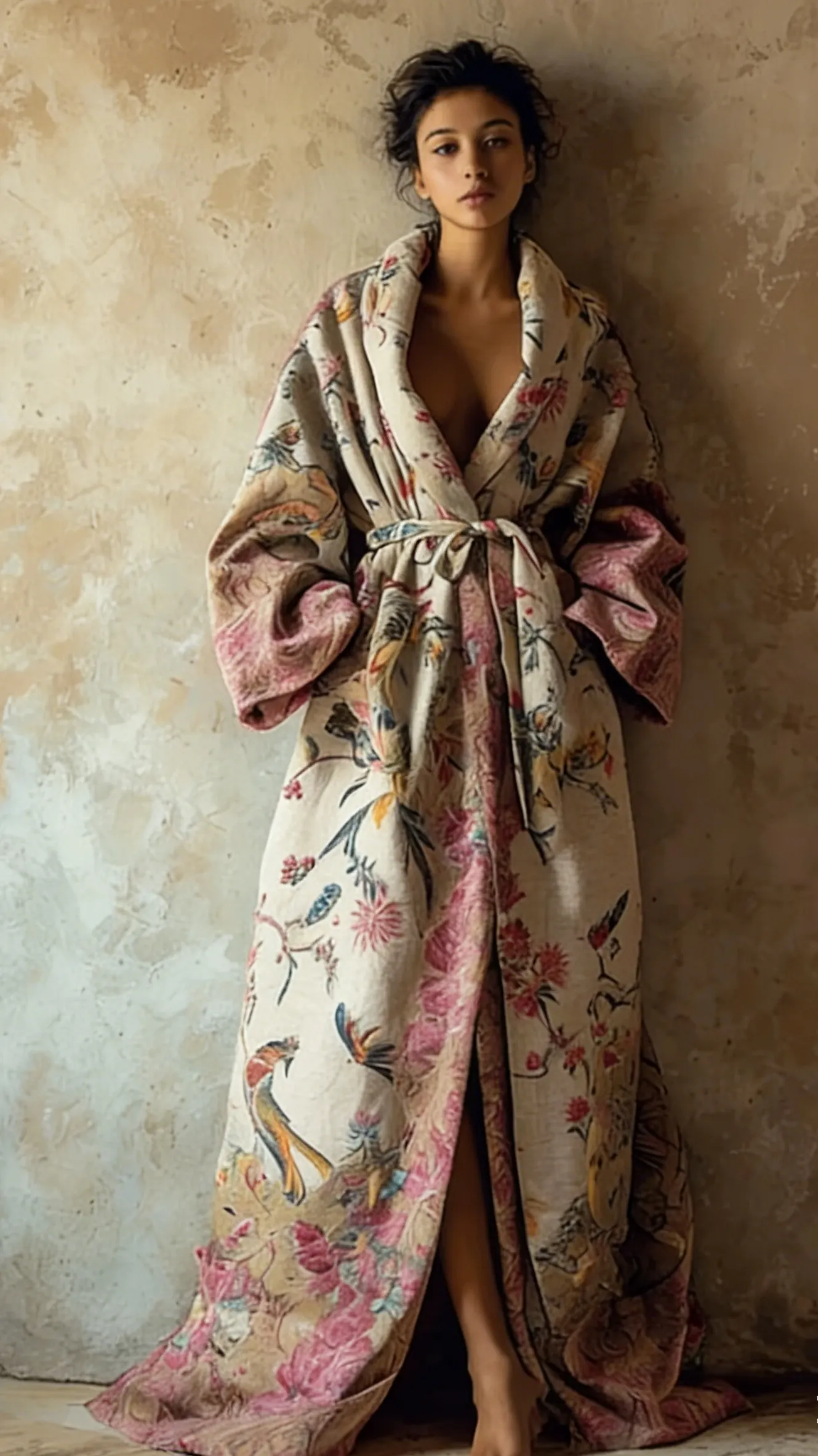 Women's Autumn and Winter Cotton Velvet Blended Robe (With Belt)