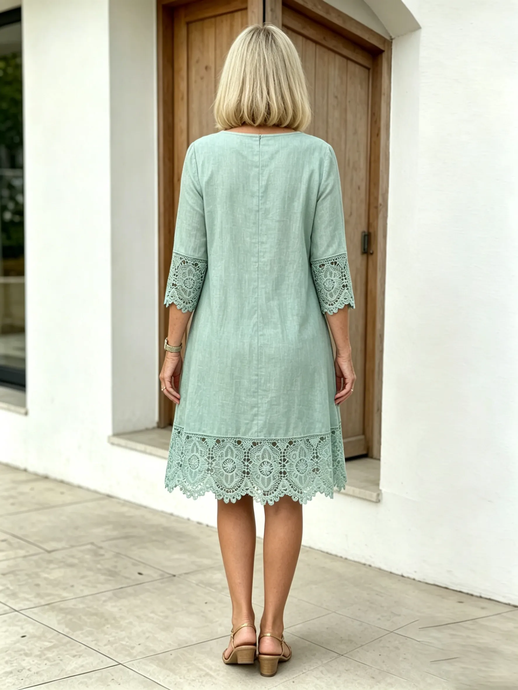 V-Neck A-Line Midi Dress