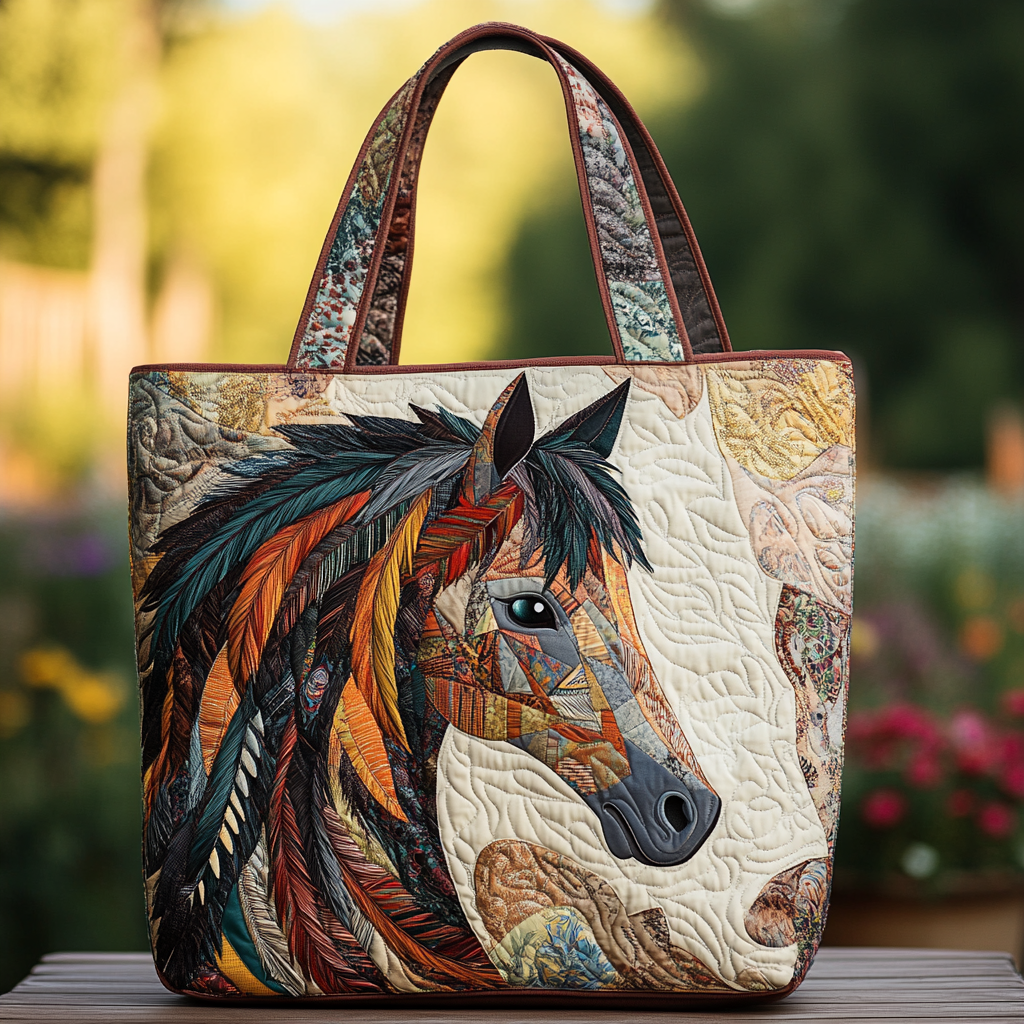Horse Quilted Tote Bag
