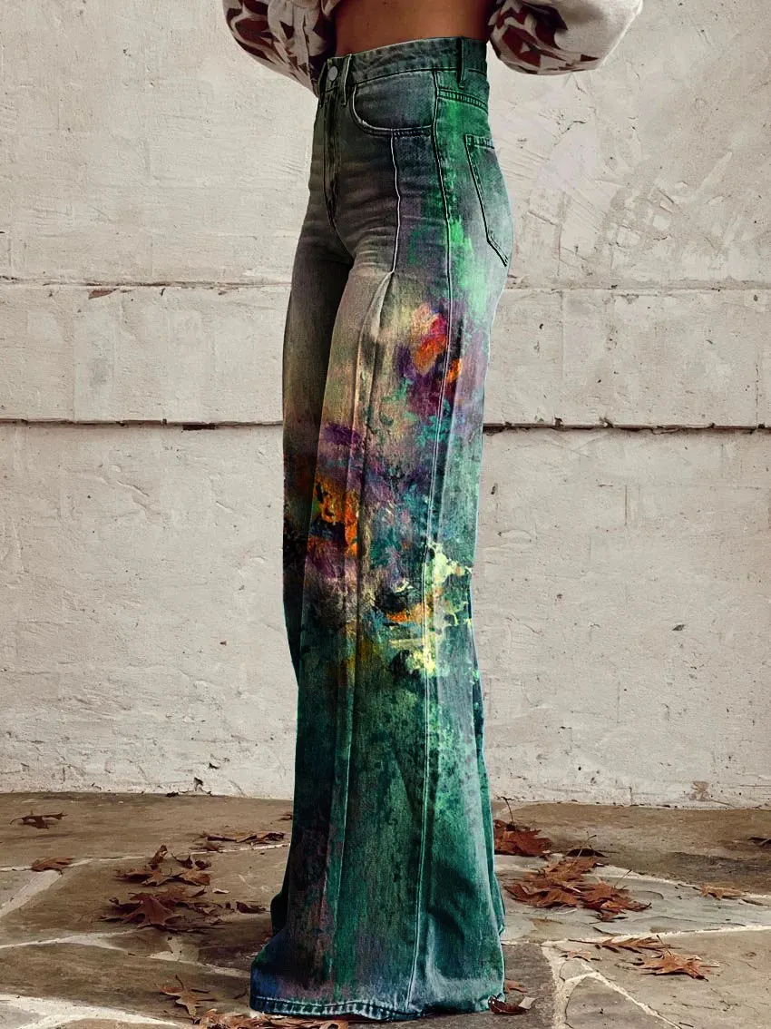 Floral Print Casual Wide-Leg Pants