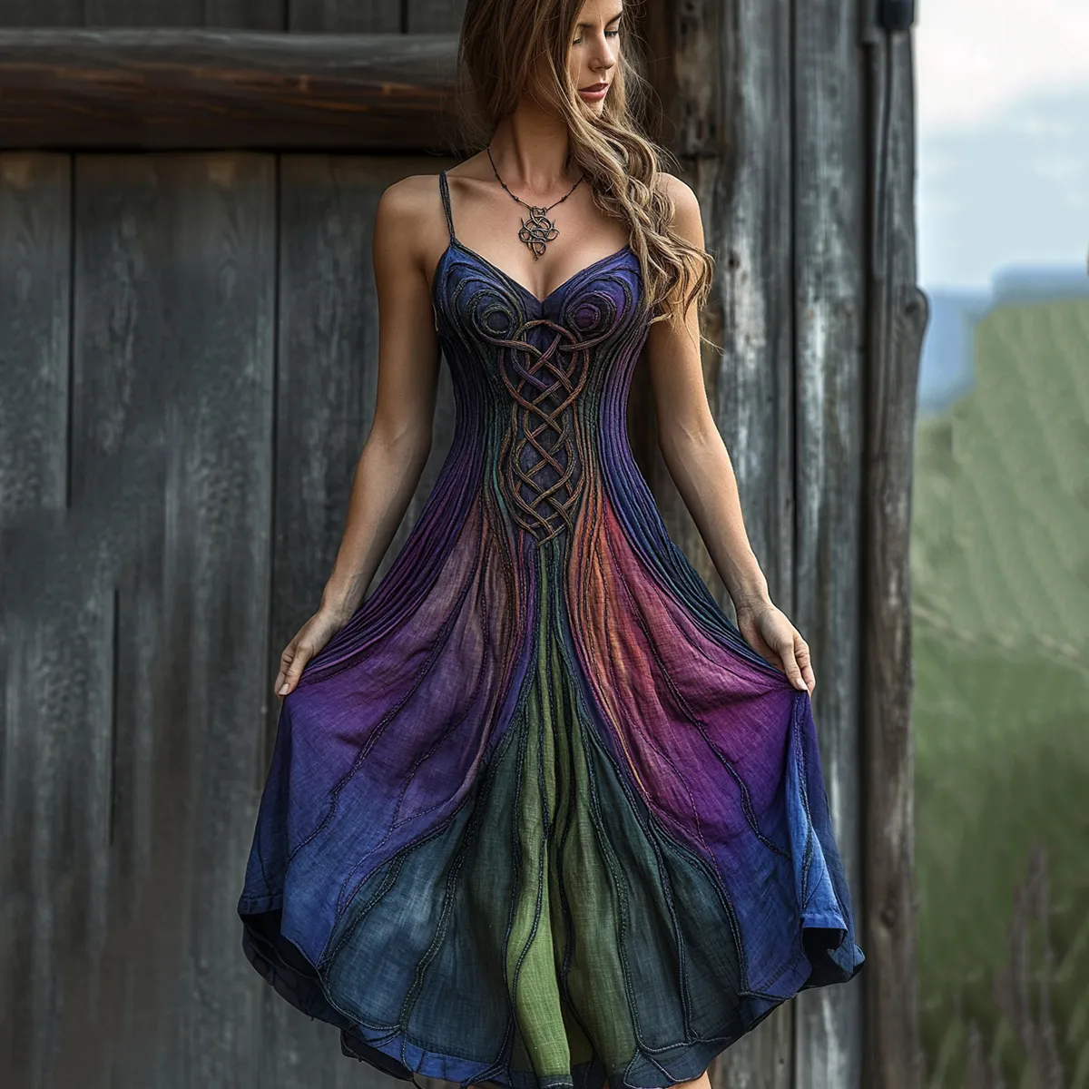 Vintage Celtic Knot Gradient Art Sling Dress