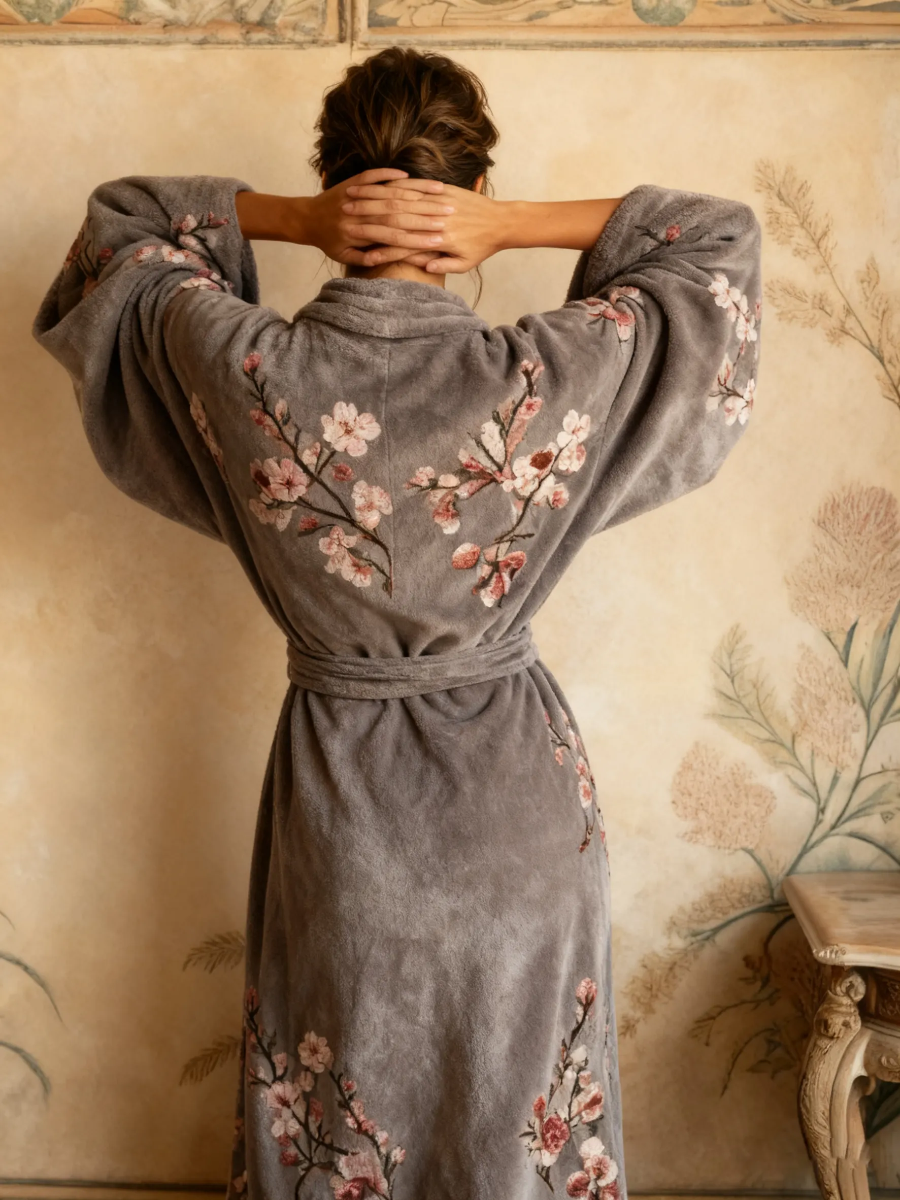 Women's Autumn and Winter Cotton Velvet Blended Robe (With Belt)