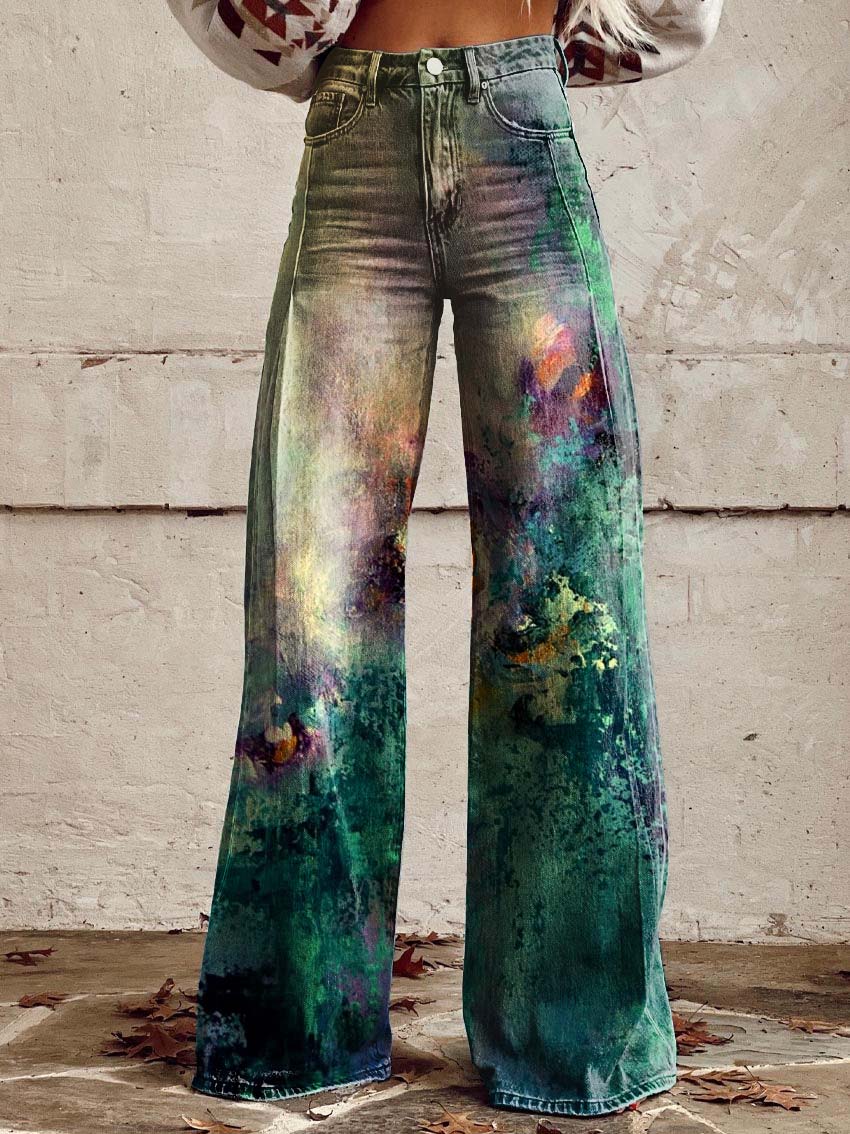 Floral Print Casual Wide-Leg Pants