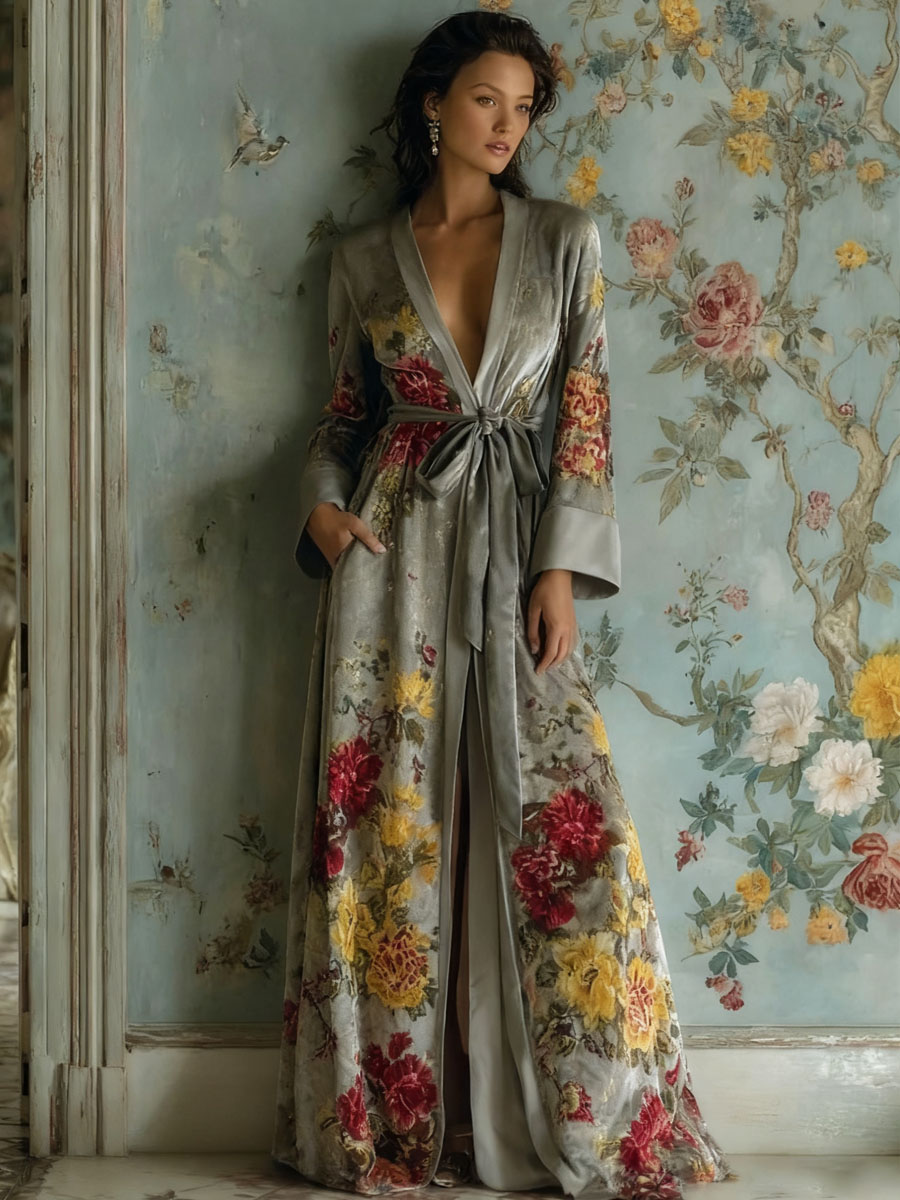 Autumn & winter elegant velvet robe (with belt)