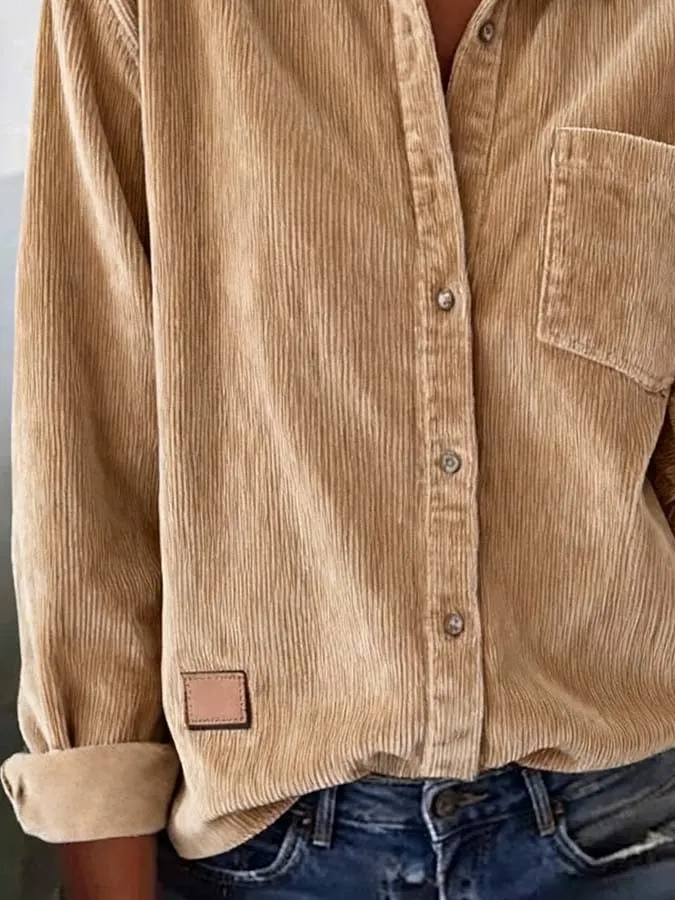 Casual Loose Corduroy Long-Sleeve Shirt