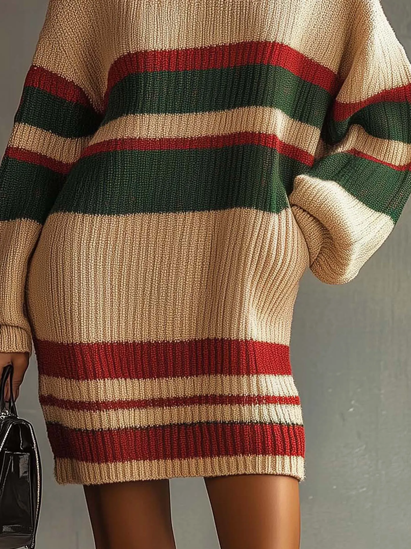 Off-white Knitted Mini Dress With Colorful Lines