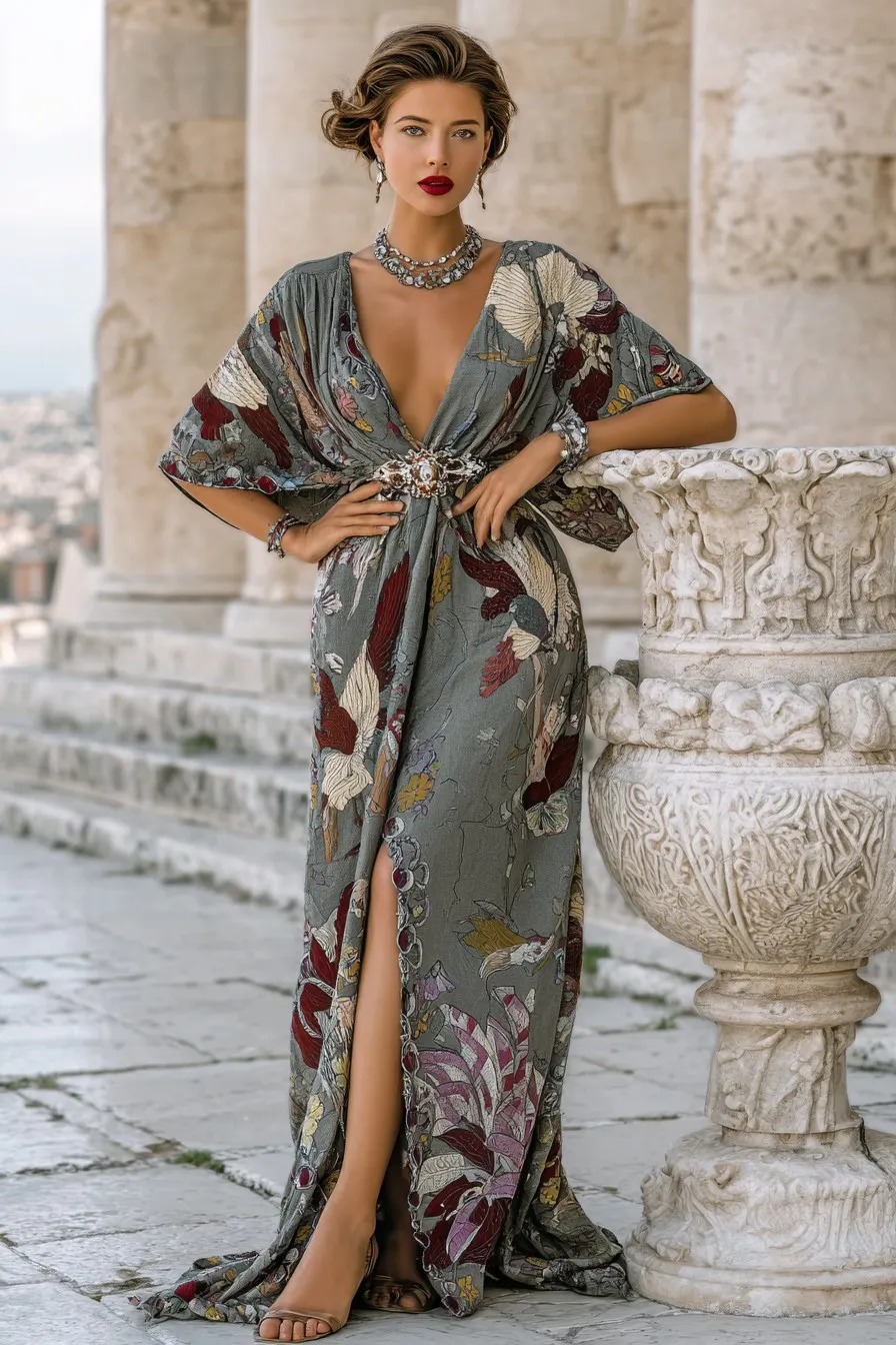 Elegant Vintage Printed Robe