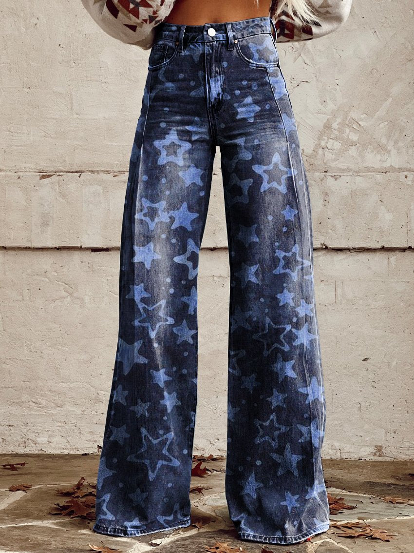 Cowboy Stars Women's Print Casual Wide-Leg Pants
