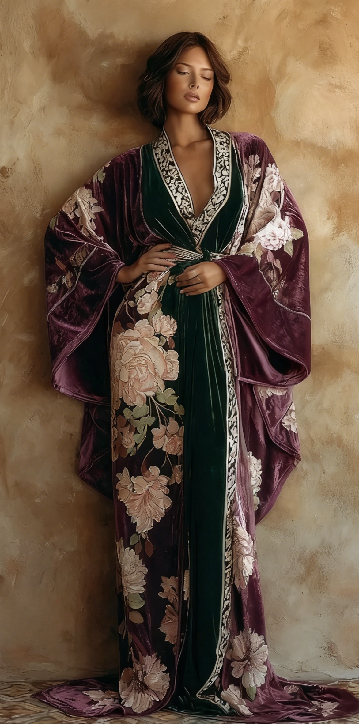 Women's Retro Fit Royal Green Velvet Robe (belt Included)