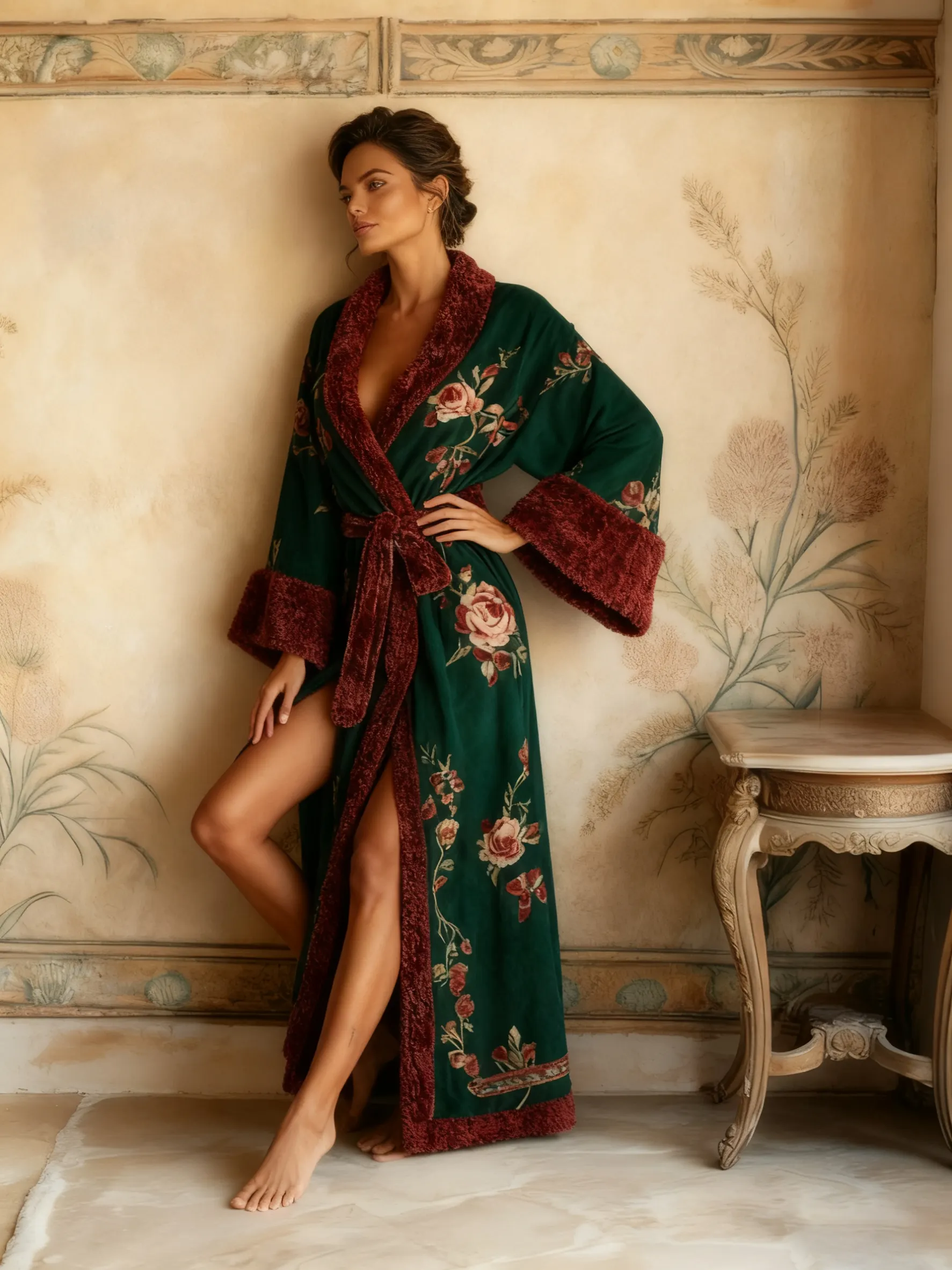 Autumn & Winter Cotton Velvet Blended Robe (With Belt)