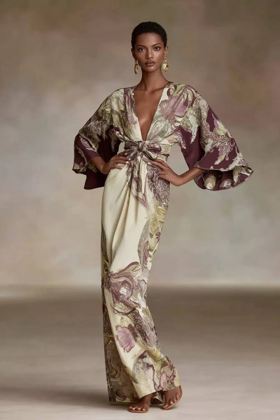 Elegant Vintage Printed Robe