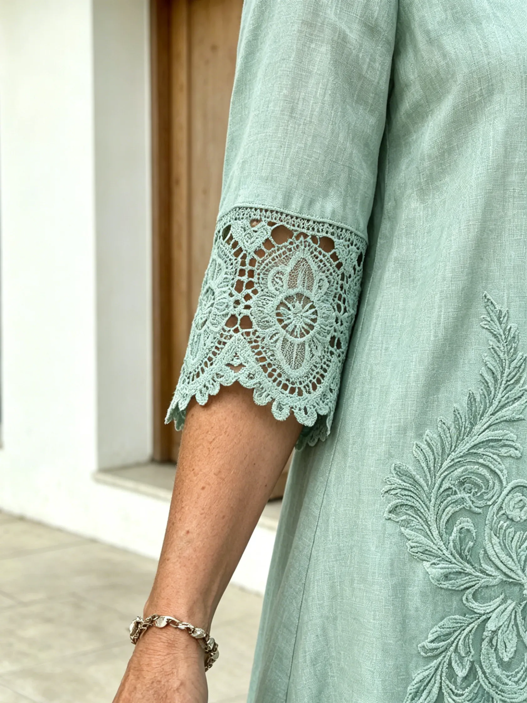 V-Neck A-Line Midi Dress