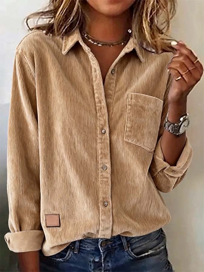 Casual Loose Corduroy Long-Sleeve Shirt