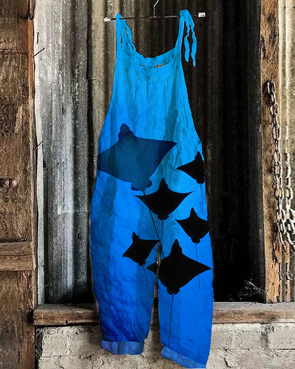 Artistic Manta Print Casual Jumpsuit