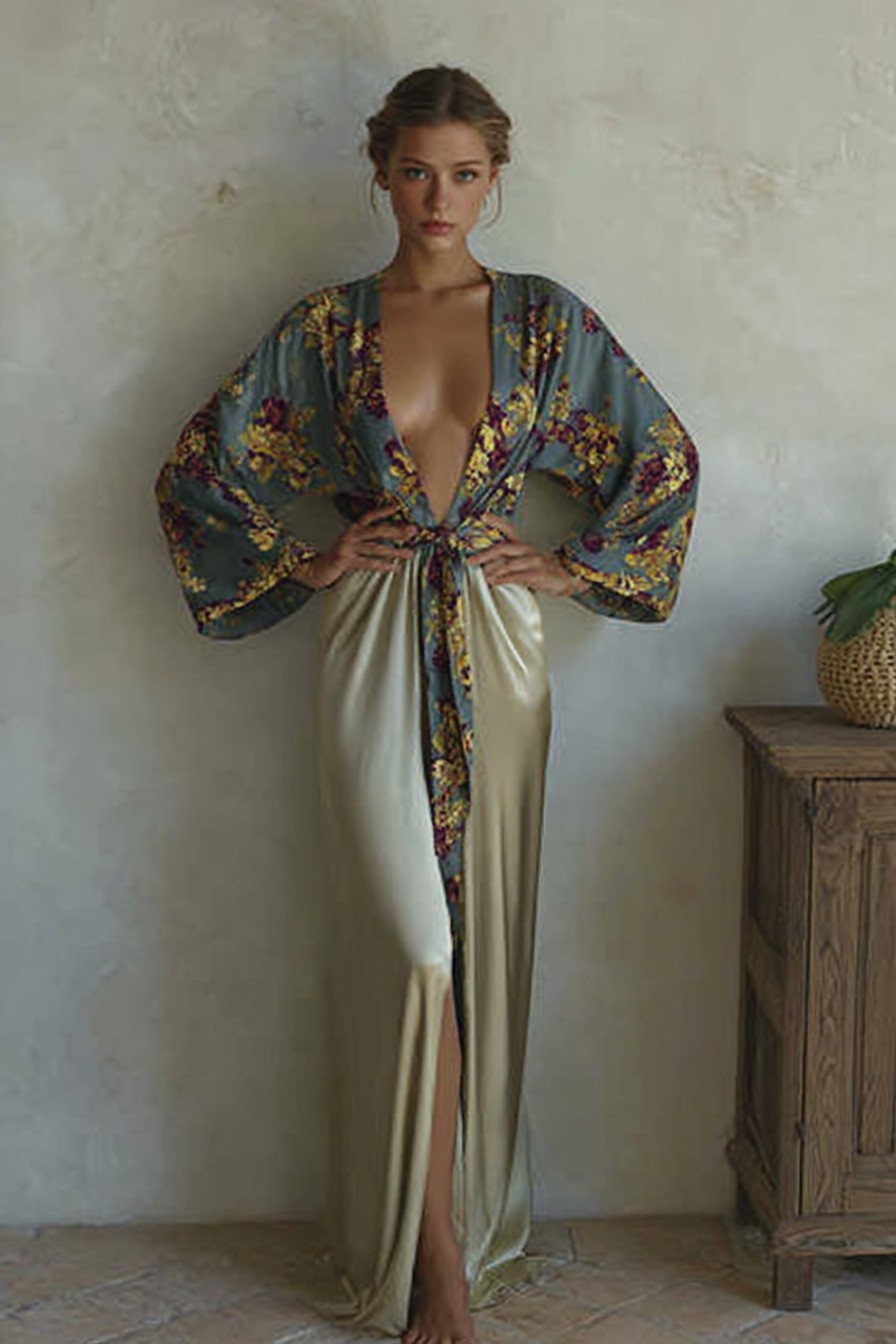 Elegant Vintage Printed Robe