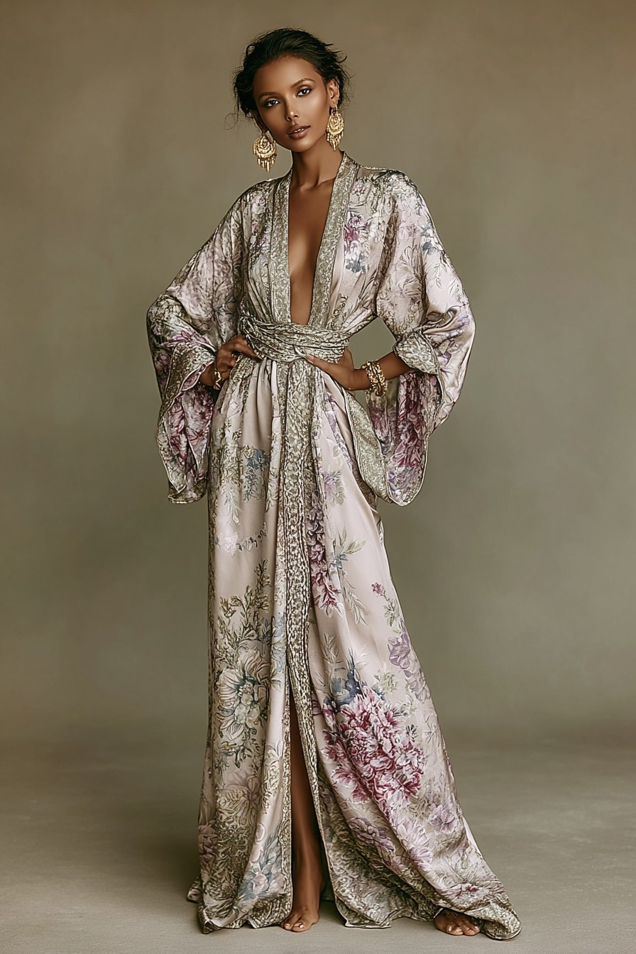 Elegant Vintage Printed Robe