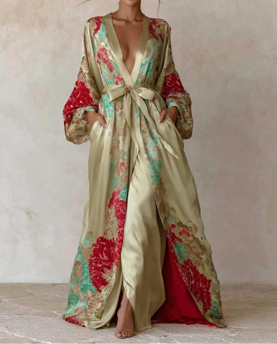 Elegant Vintage Printed Robe