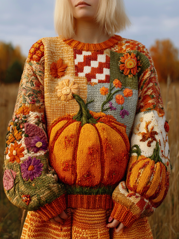 Women's Autumn/winter Thanksgiving Round Neck Warmth-giving Knit Sweater