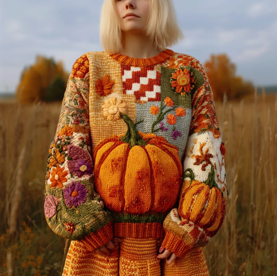 Women's Autumn/winter Thanksgiving Round Neck Warmth-giving Knit Sweater