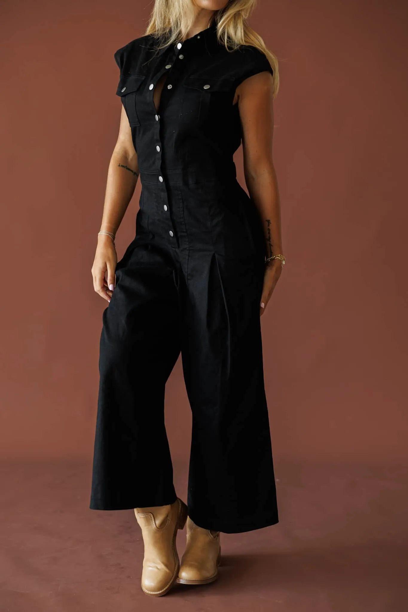 Twill Wide-Leg Jumpsuit