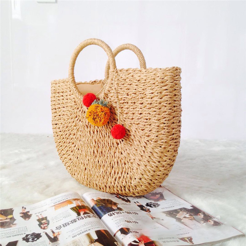 Woven Straw-Style Tote Bag