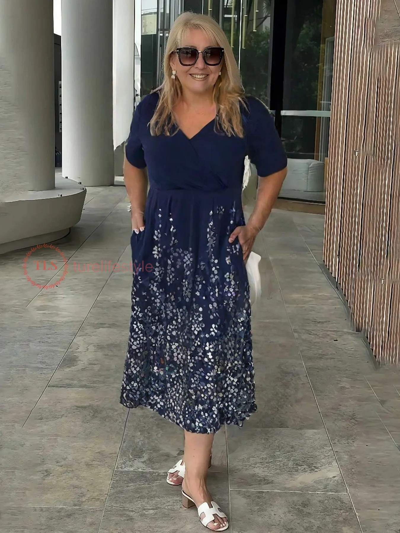V-Neck Relaxed Midi Dress