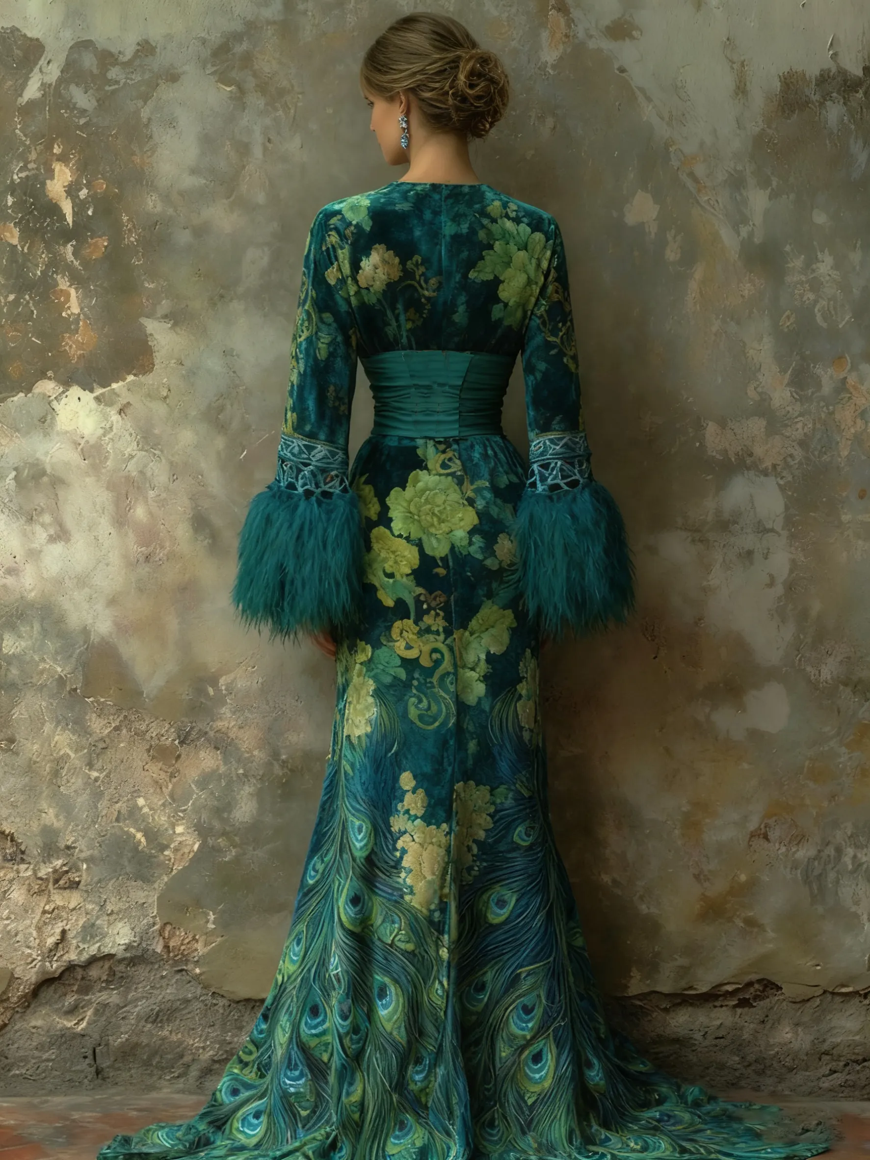 Autumn and winter elegant velvet robe (with belt)