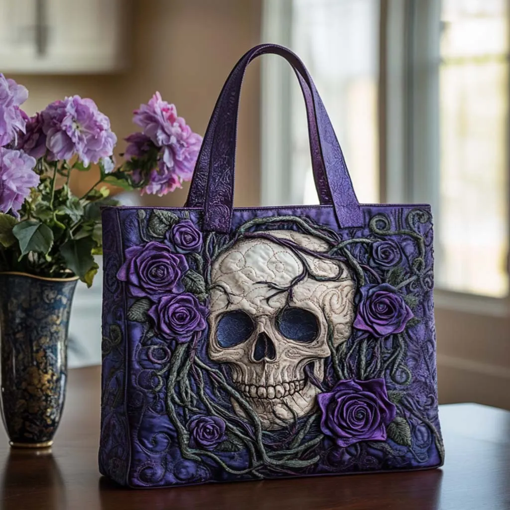 Skull Quilted Tote Bag