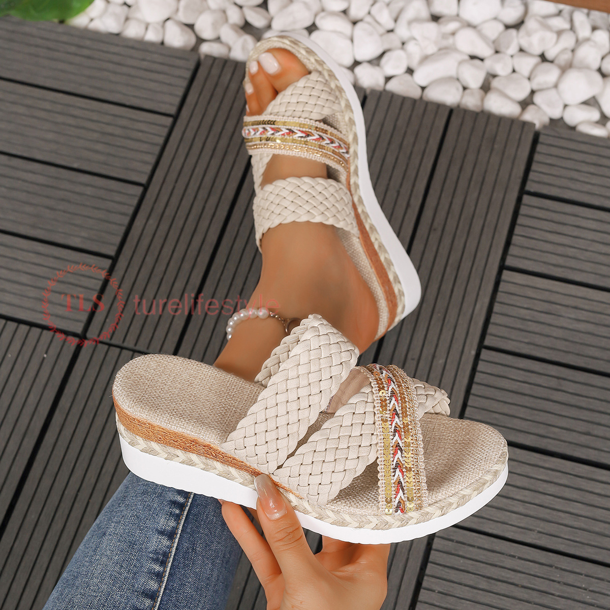 Woven Wedge Sandals