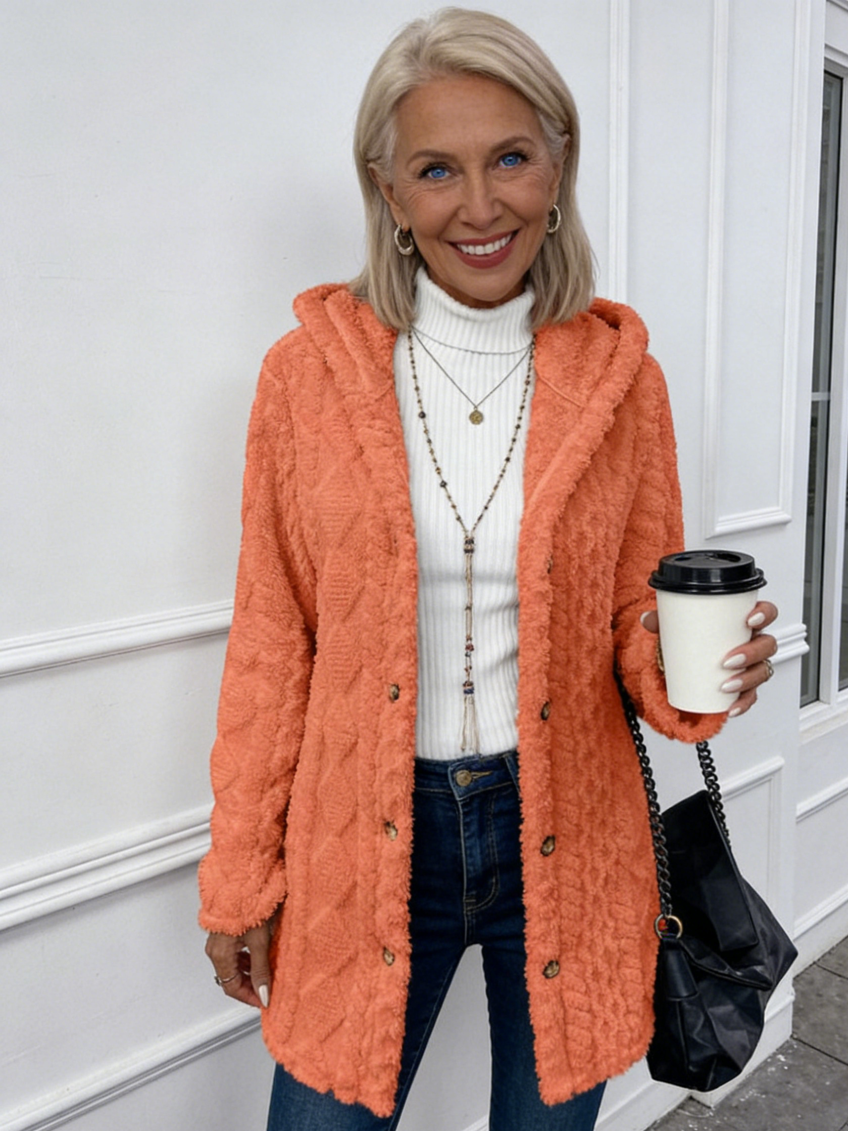 Cream Cable-Knit Hooded Cardigan