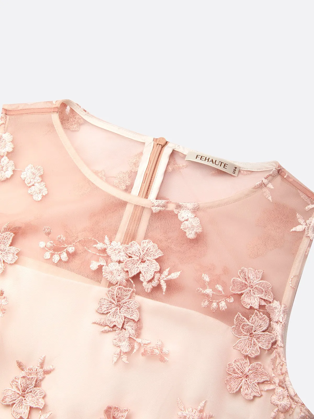 Pink Lace Crew Neck Sleeveless Sheath Maxi Dress