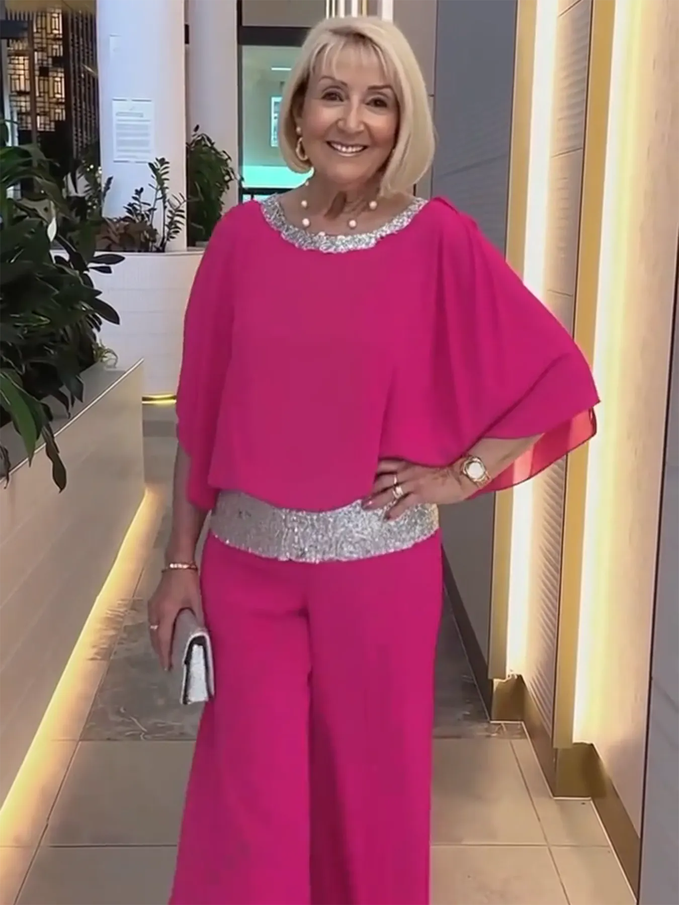 Pink Chiffon Two-Piece Set