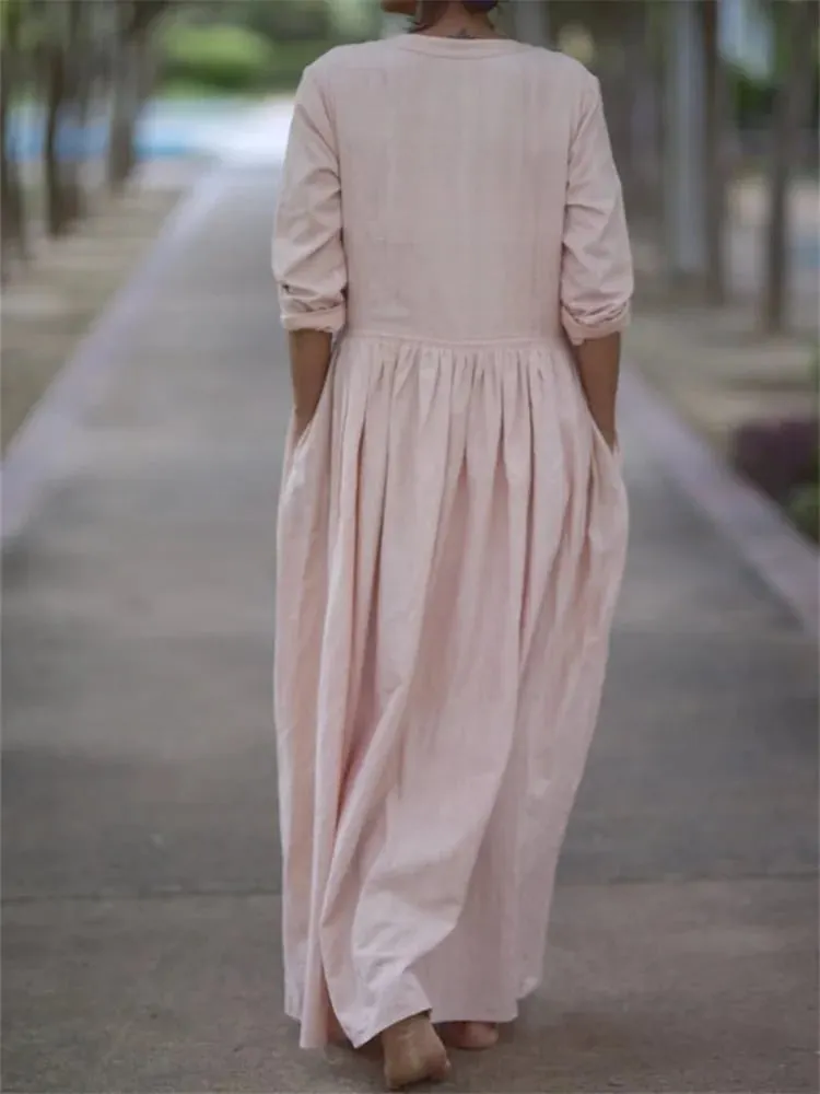 Cotton & Linen Loose Casual Dress