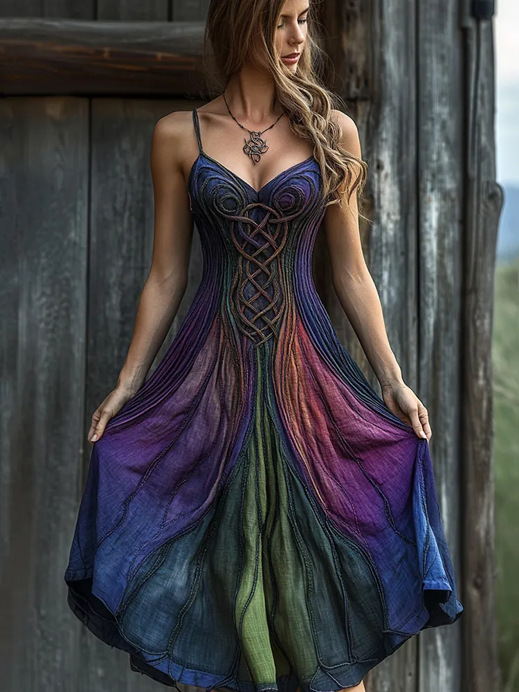 Vintage Celtic Knot Gradient Art Sling Dress