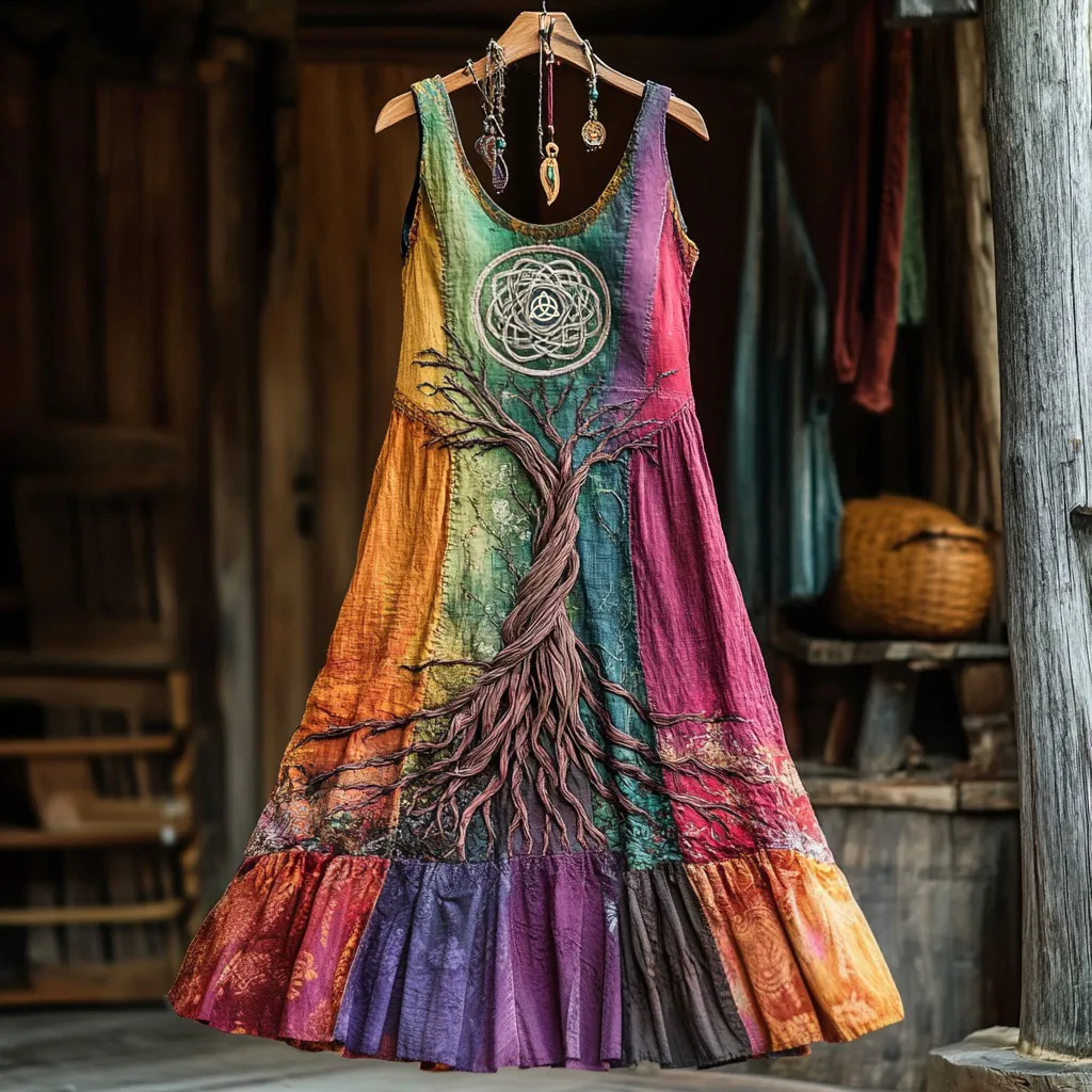 Vintage Life Of Tree Celtic Multicolour Tribal Art Comfy Tank Dress