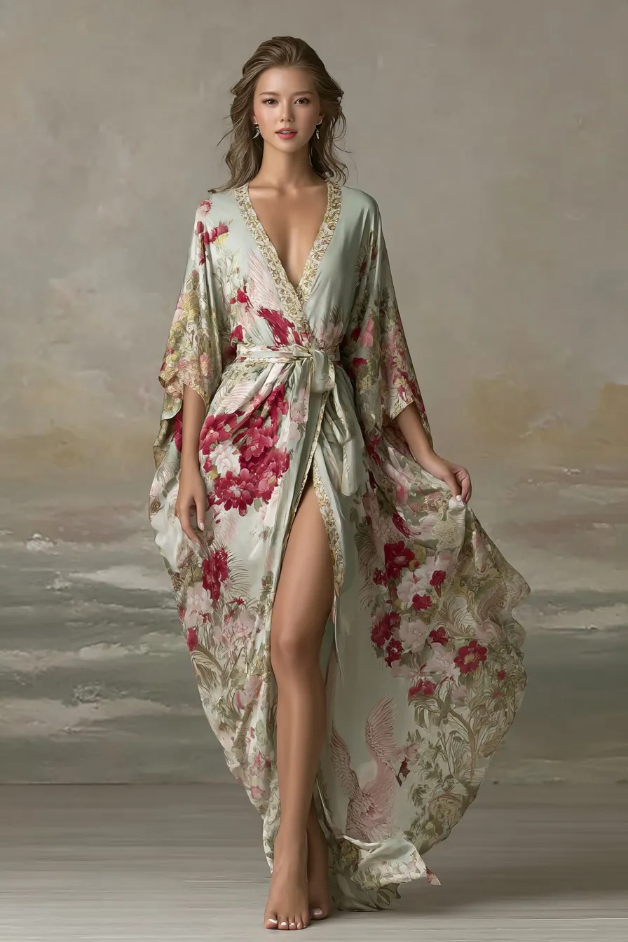 Elegant Vintage Printed Robe