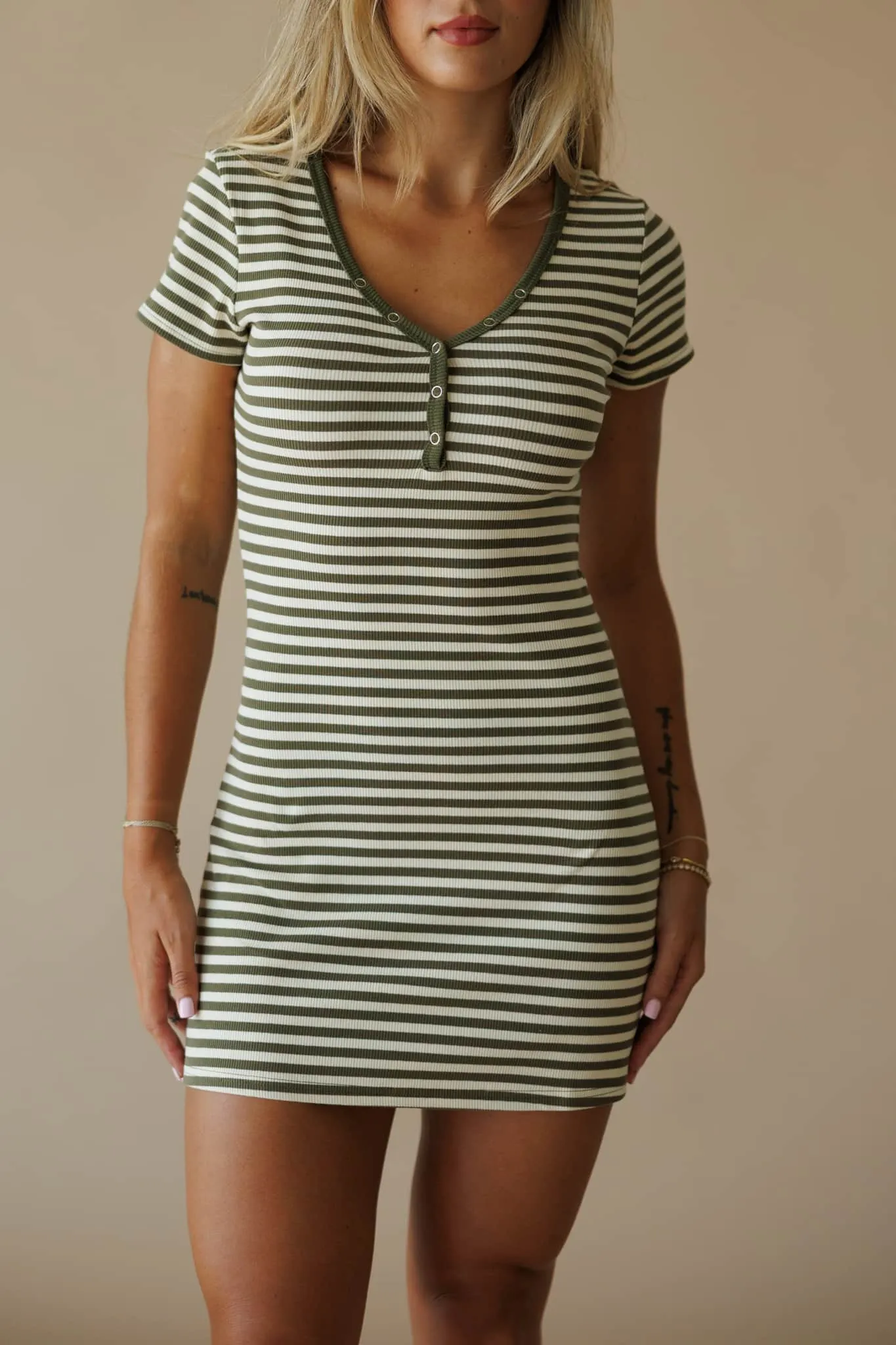 Striped Front Mini Dress