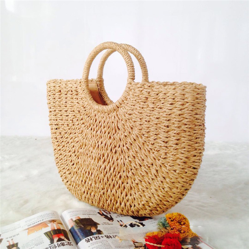 Woven Straw-Style Tote Bag