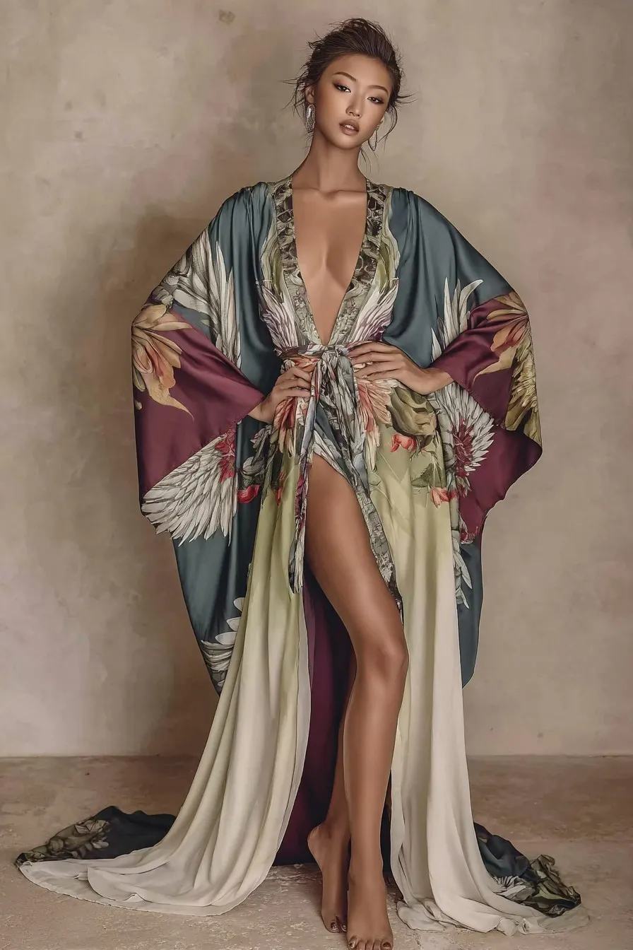 Elegant Vintage Printed Robe