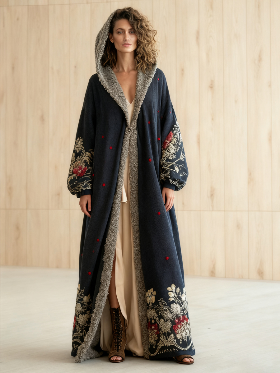 Autumn & Winter Flannel V-Neck Hooded Cardigan Robe