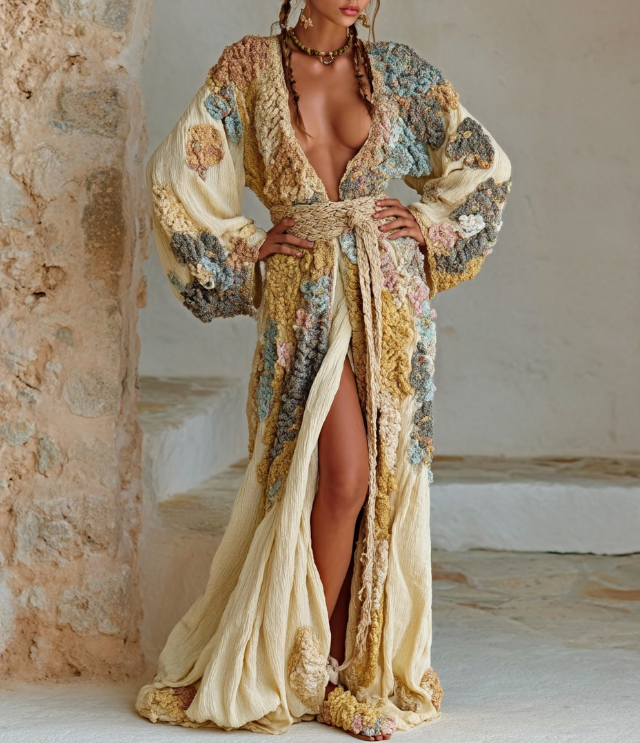Elegant Vintage Printed Robe