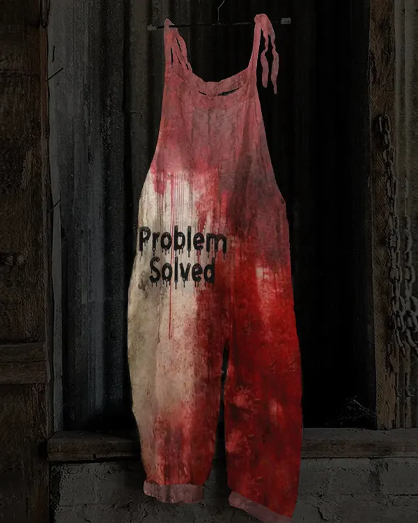 Bloody Problem Solved Halloween Print Casual Jumpsuit