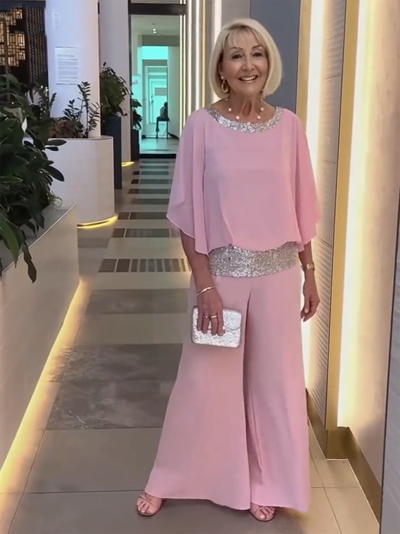 Pink Chiffon Two-Piece Set