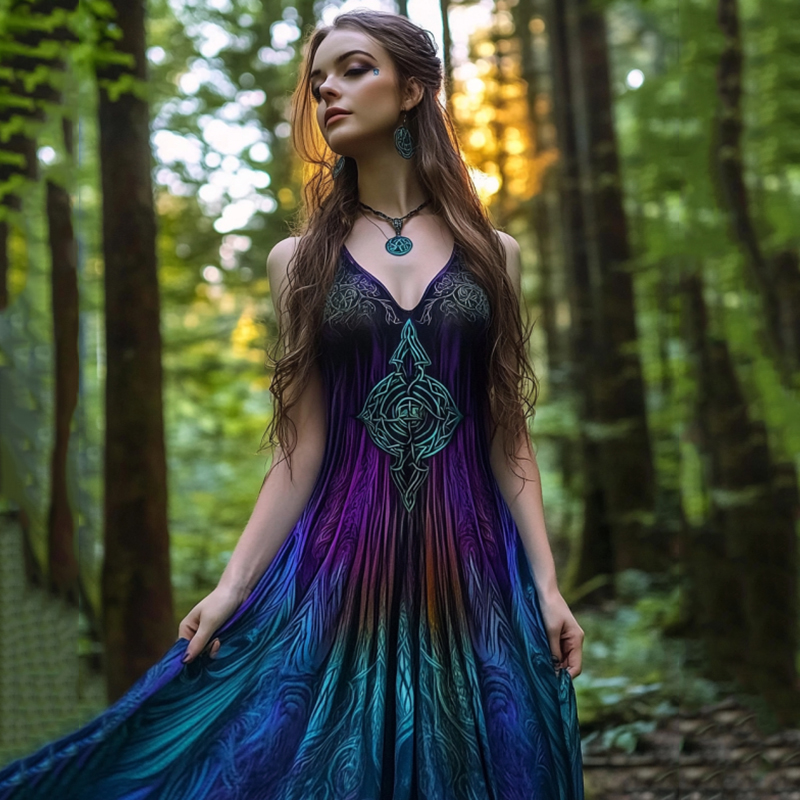 Vintage Viking Gradient Tribal Pattern Comfy Tank Dress