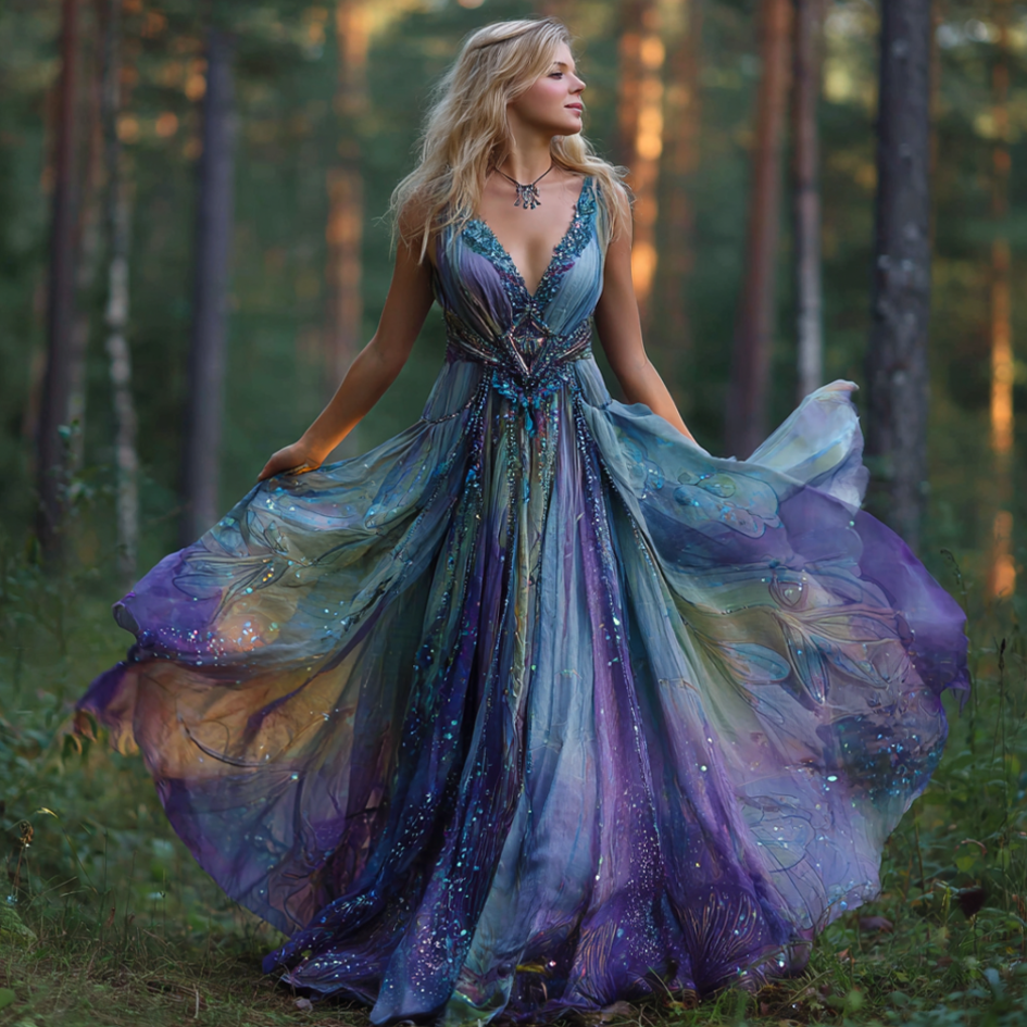 Women's Dream Myth Gradient Cotton And Linen Dress