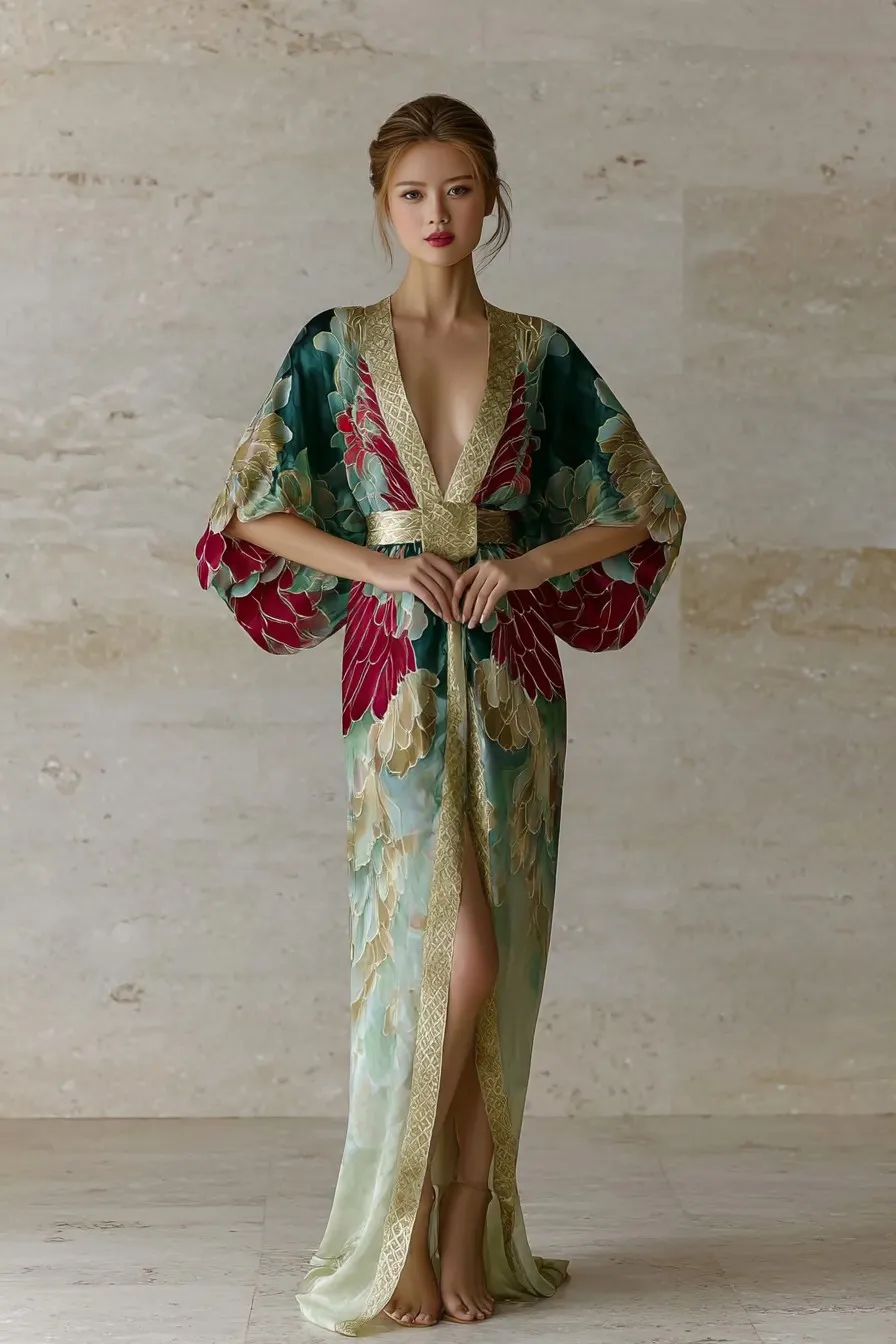 Elegant Vintage Printed Robe