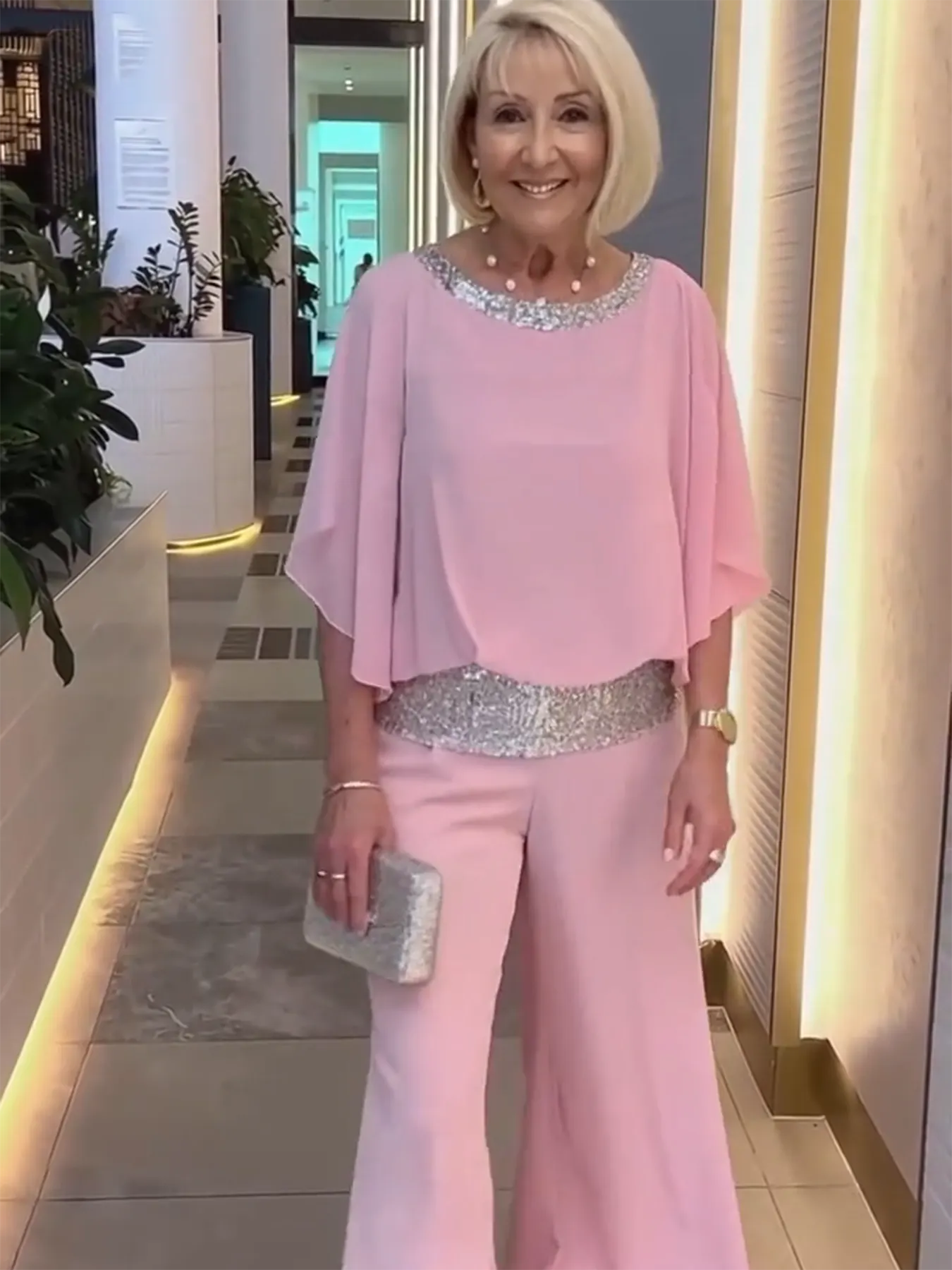 Pink Chiffon Two-Piece Set